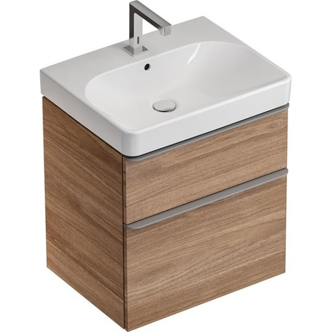 Тумба с раковиной GEBERIT SMYLE SQUARE 500.229.01.1+500,352.JR.1 пекан